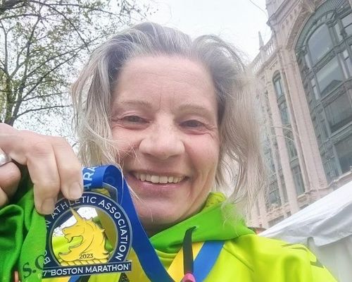 Kerstin Fuchs beim Boston Marathon
