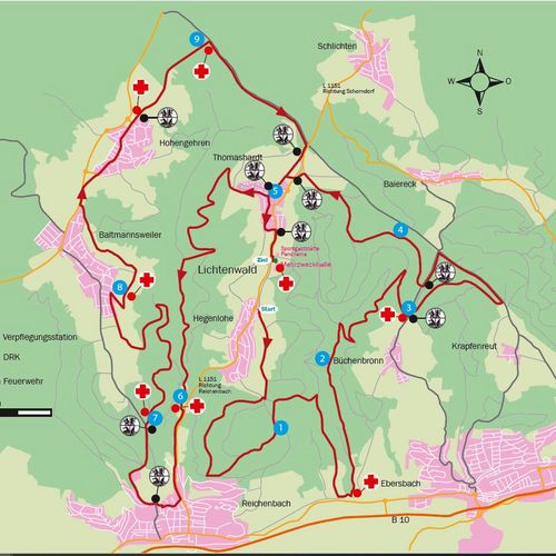 Verpflegungspunkte und DRK Stationen